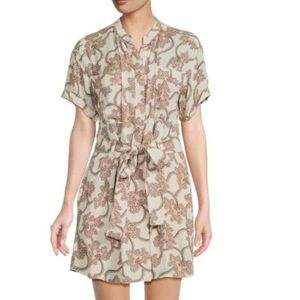 Reiss Nico Floral Mandarin Collar Mini Short Dress